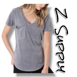 Z Supply The Suede Pocket Tee Gray Shirt Soft Lightweight Womens Size Medium